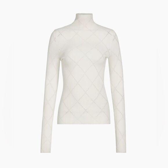 Proenza Schouler White Label Pointelle Diamonds Turtleneck Top size S - Picture 2 of 13